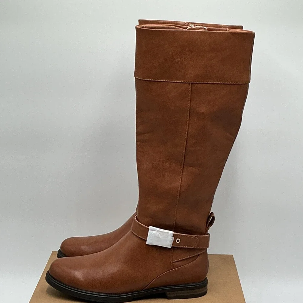 Dr. Scholl's Hello Rider Boots Women's US 6 M Brown Leather Knee High Eby4578